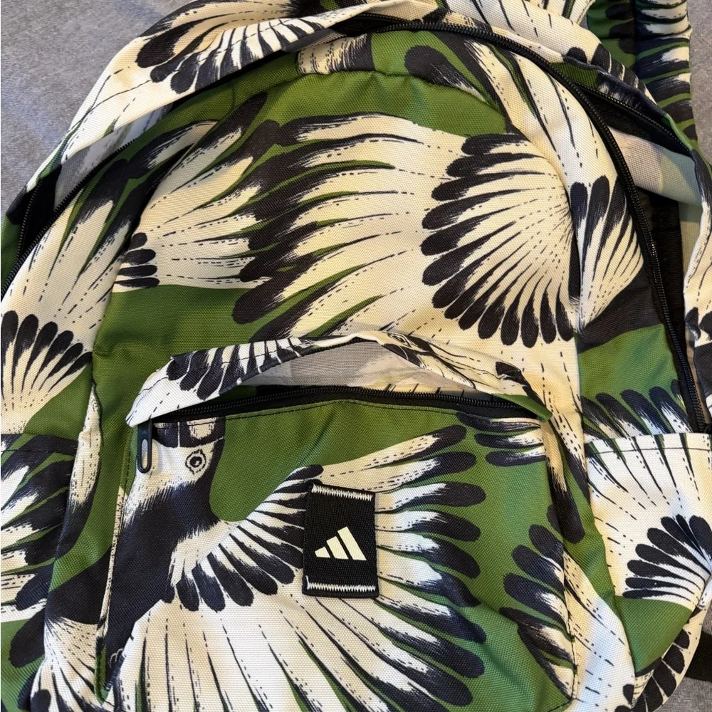 adidas Green, White & Black Bird-Print Backpack - Picture 1 of 3